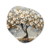 WANDBILD Baum - Gold - Blumen - Abstrakt - Kunst Wandbild 60x60 cm - Goldfarben, Kunststoff (60/60cm) - MuchoWow
