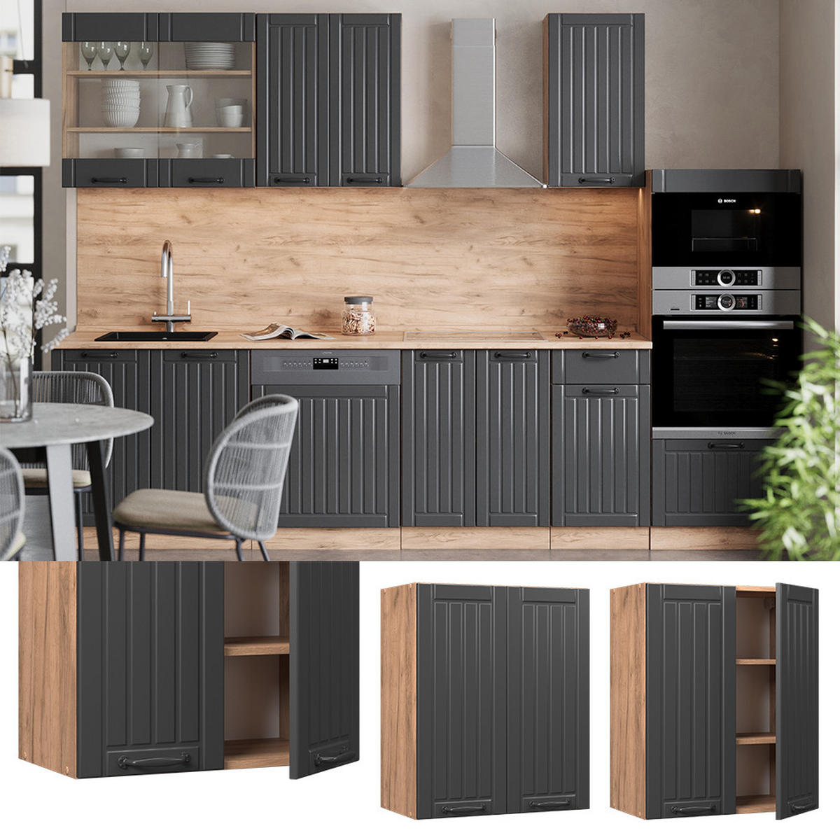 VĚŠÁK NA STĚNU Fame-Line Tmavě šedá - medově dubová/tmavě šedá, kompozitní dřevo (60/72/34.1cm) - Vicco