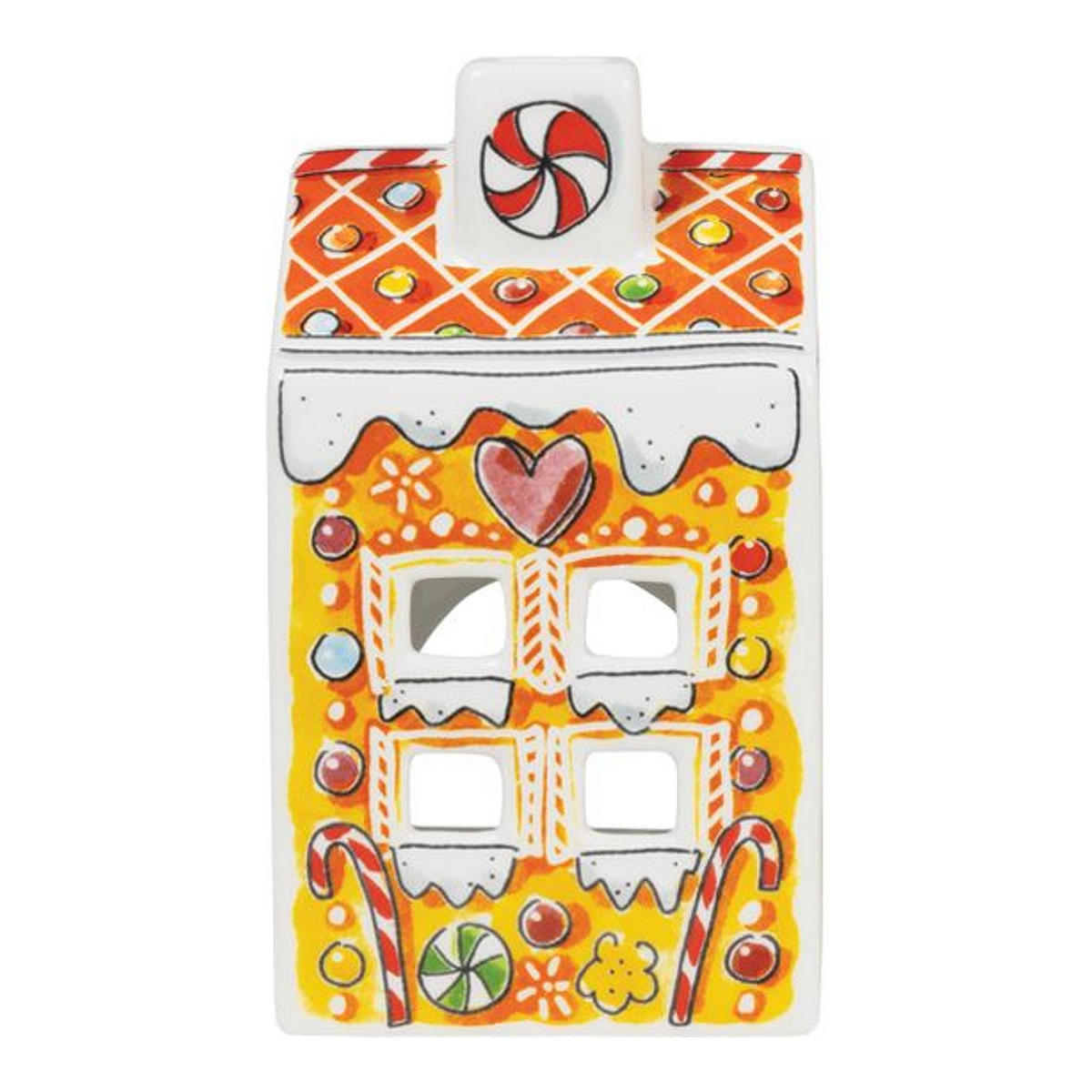 TEELICHTHALTER Lebkuchen in Bunt - 14,50cm - Multicolor, Keramik (8.5/14.5/8.3cm) - Blond Amsterdam