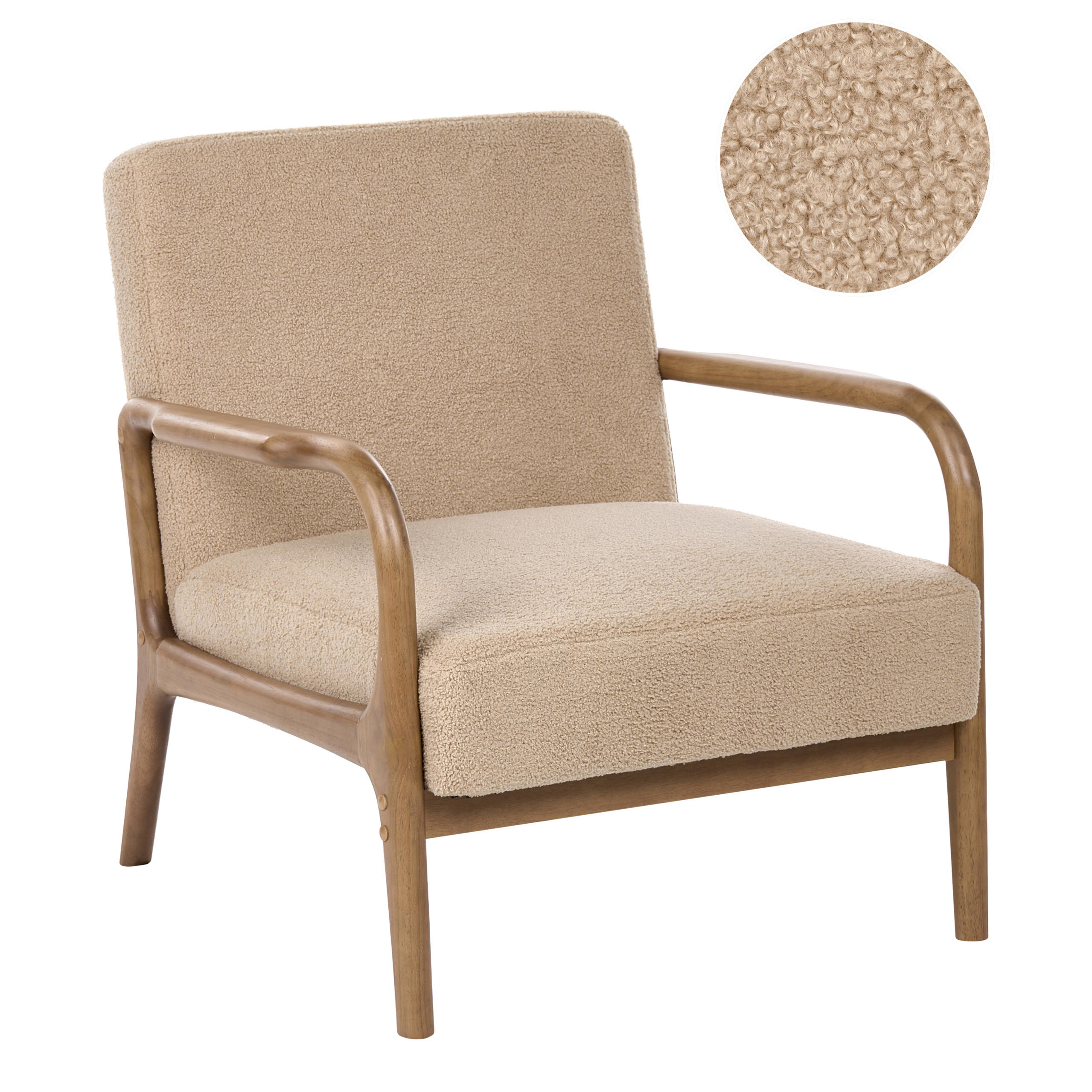 SESSEL Bouclé Beige Sennels - Beige/Braun, Textil (71/76/78cm) - Beliani