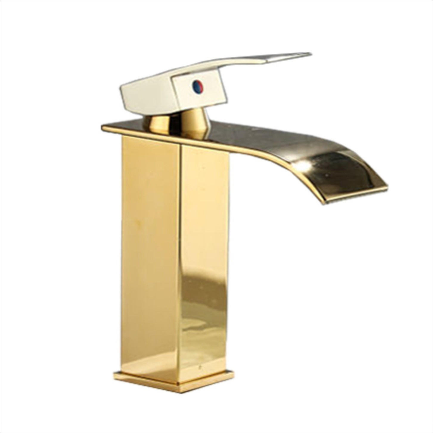 WASCHTISCHARMATUR, Warm- und Kaltwasser, Gold - Goldfarben, Metall (19.5/19.5/5cm) - Kaket