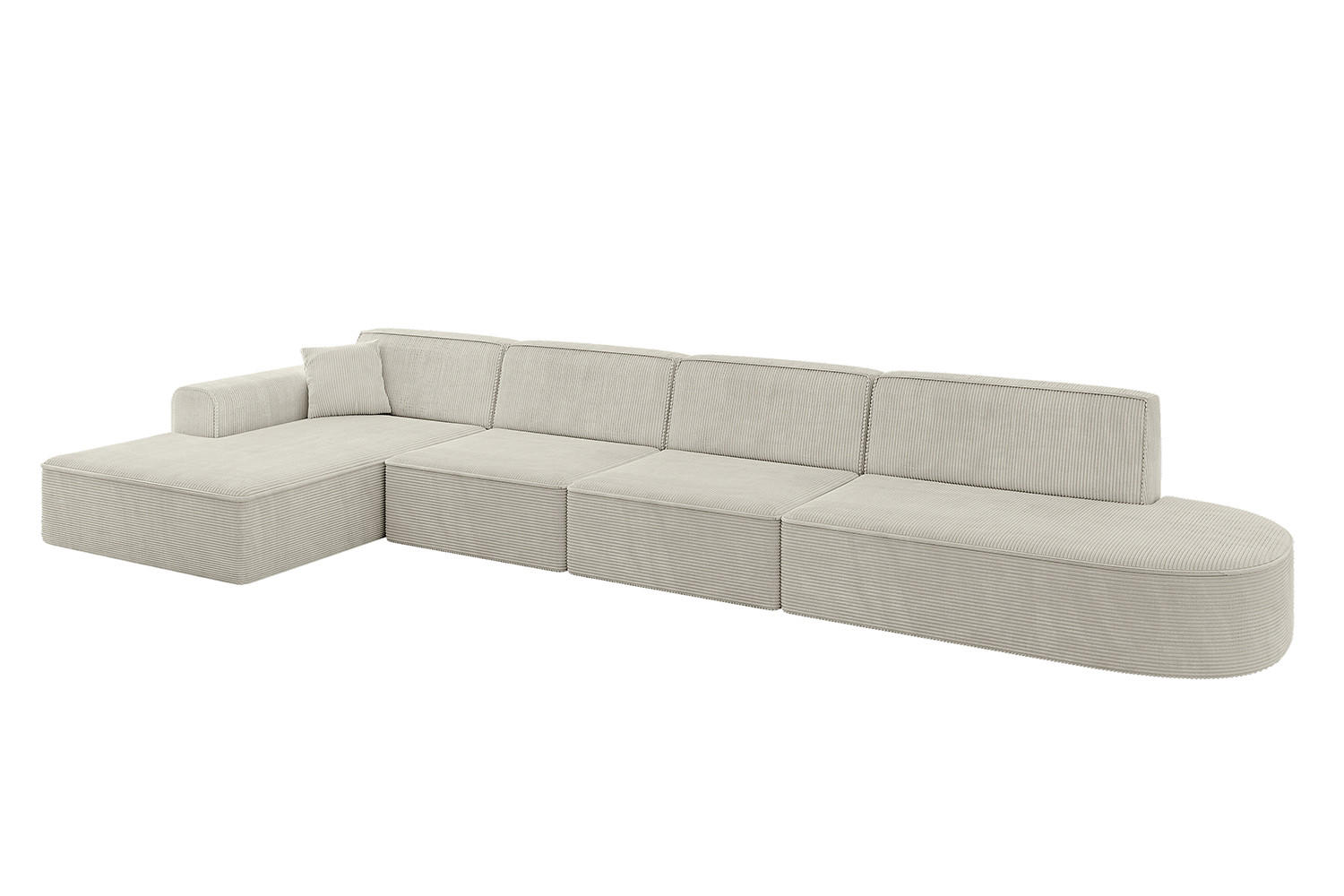 ECKSOFA Ottomane Links IREA-L3-v3 - 413x171x79 cm Hellgrau - Ecru, Holzwerkstoff/Textil (413/171cm) - ALTDECOR
