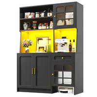 GESCHIRRSCHRANK aus MDF 130x45x180cm in Schwarz mit LED - Schwarz, Holzwerkstoff (130/180/45cm) - Modfu