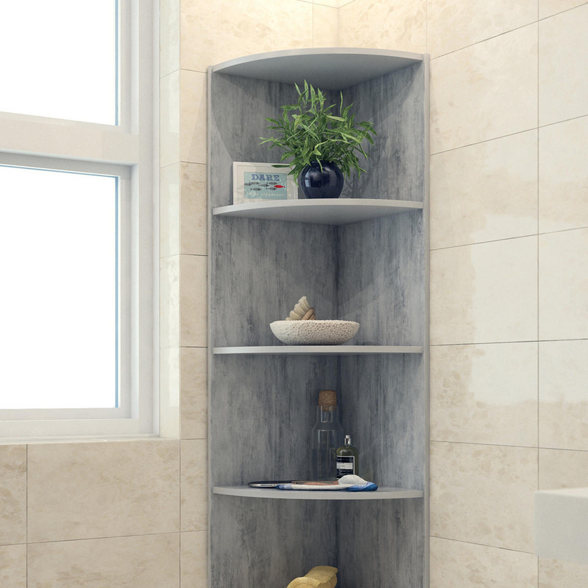ECKREGAL Ecki Beton 40 x 180 cm - Grau, Holzwerkstoff (40/180/40cm) - Vicco