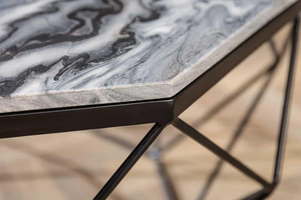 COUCHTISCH DIAMOND Marmor rechteckig Grau 70cm - Grau, Stein/Metall (70/70/38cm) - riess-ambiente