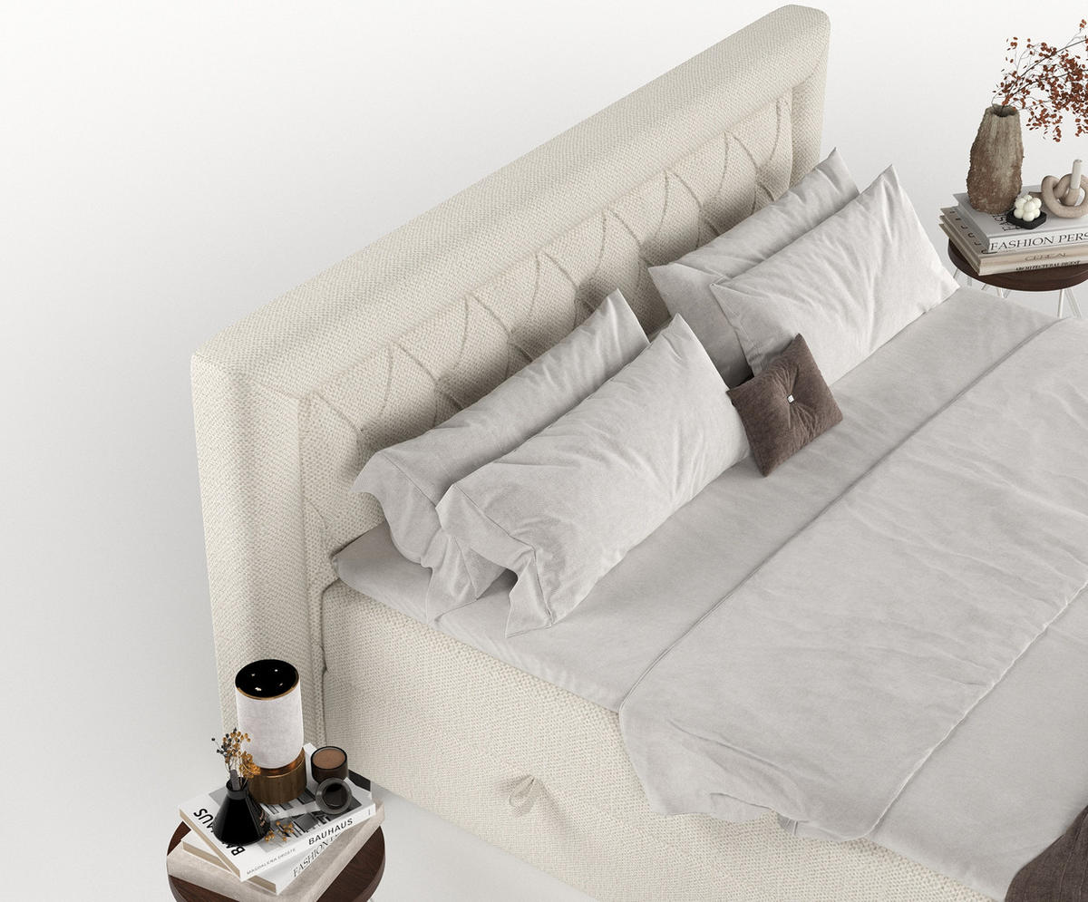 BOXBETT Avani Beige 160/200 cm - Beige/Schwarz, Holz/Holzwerkstoff (160/200cm) - Maison de Reve