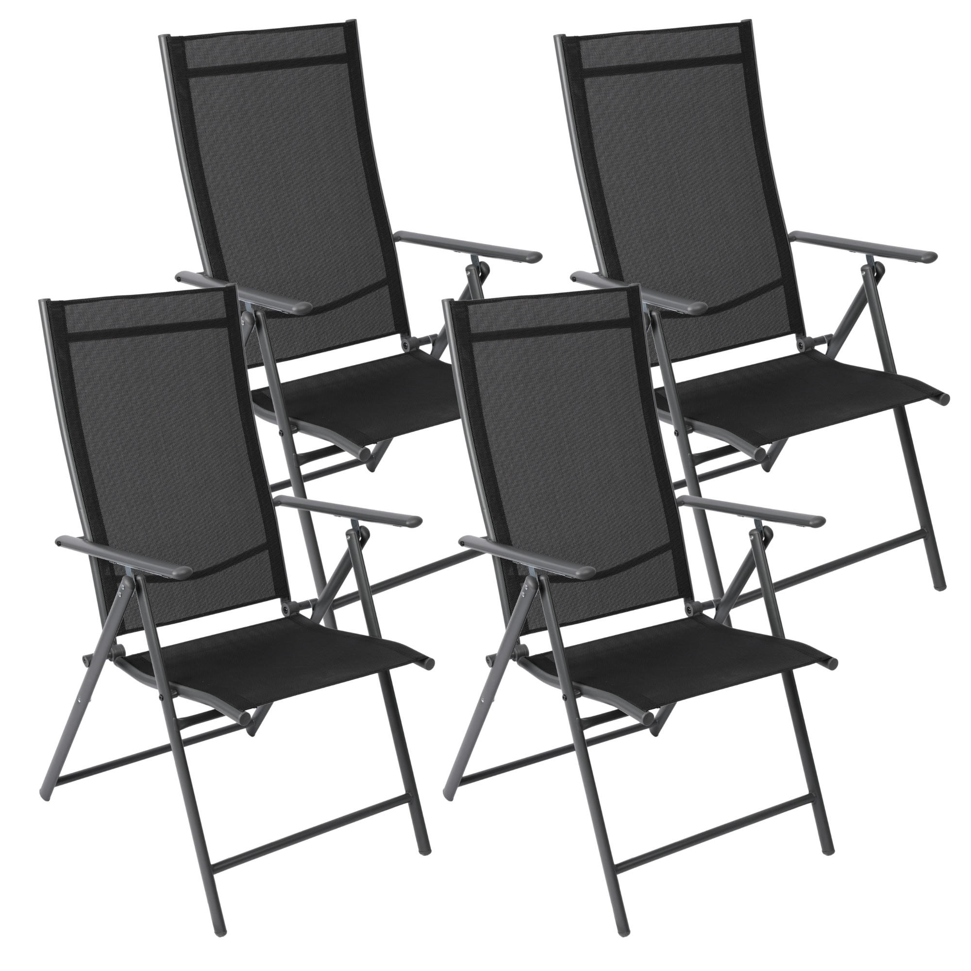 GARTENSTUHL ARUBA, faltbar, 4er Set - Anthrazit, Metall (57/106/68cm) - Albatros