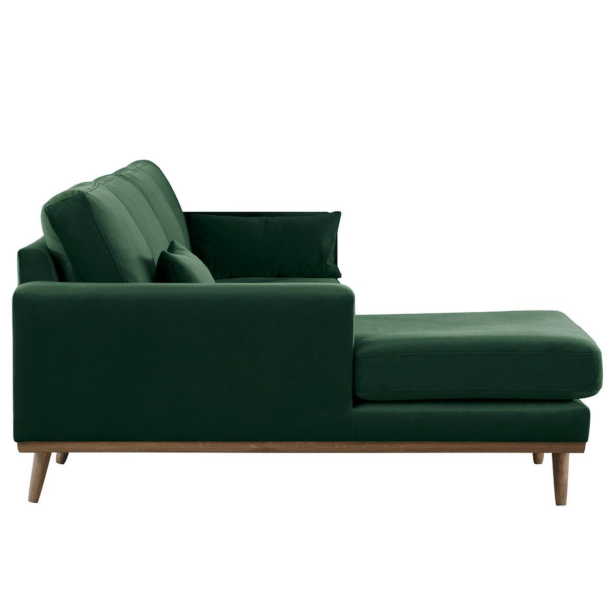 ECKSOFA mit Longchair - Eichefarben/Grün, Eichenholz/Textil (281/153cm) - home24