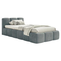 POLSTERBETT Cloudy Low Grau Samt, 90x200 cm - Schwarz/Grau, Kunststoff/Textil (90/200cm) - Selsey