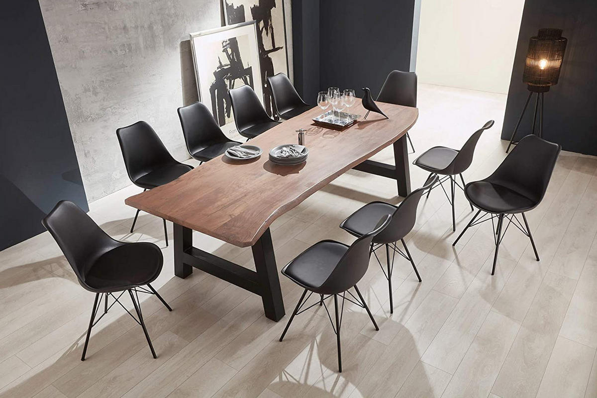 ESSTISCH ADELAIDE - Beige/Schwarz, Holz/Metall (100/300/77cm) - SAM