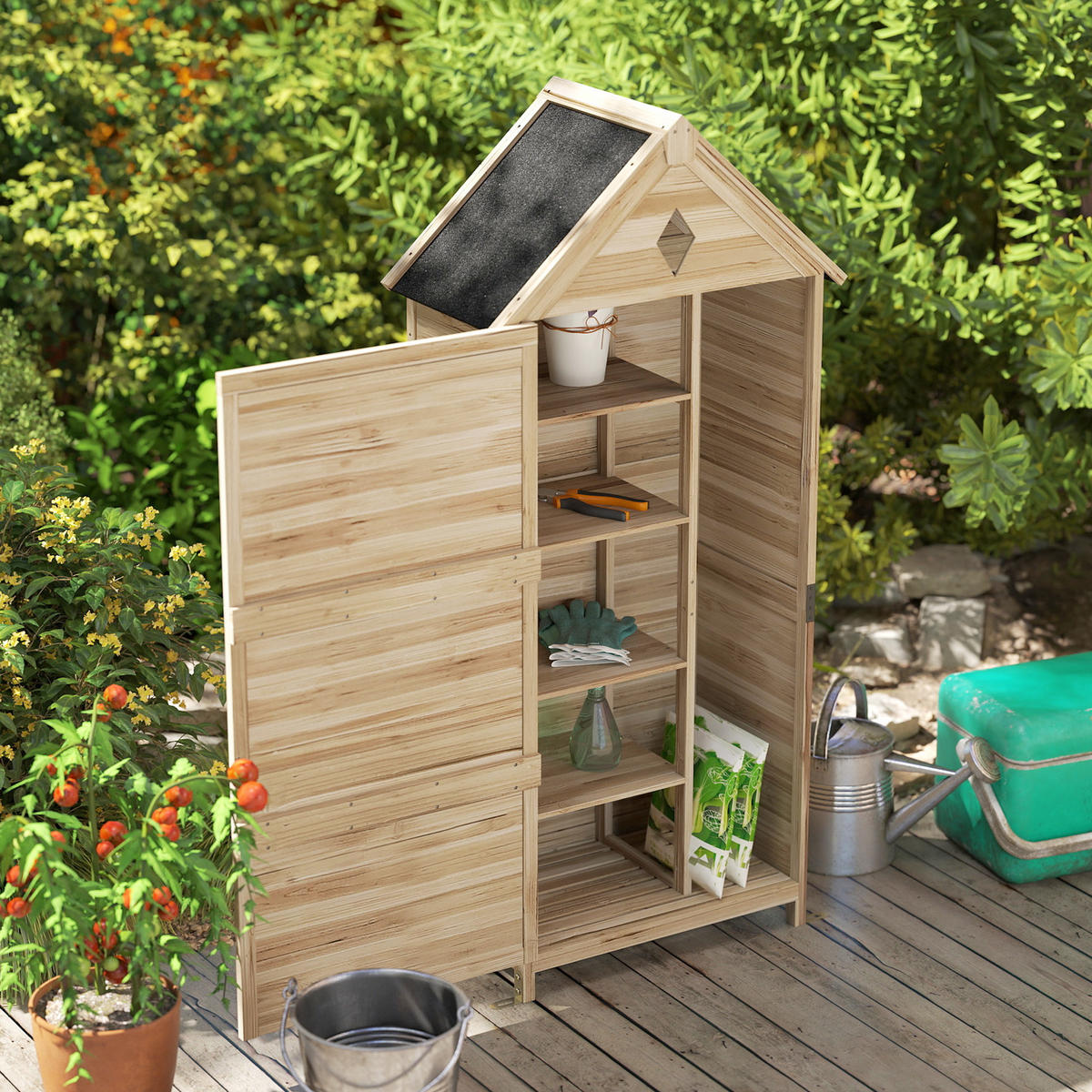 GARTENSCHUPPEN DE-09234 Hellbraun - Naturfarben, Holz (49/170/80cm) - ComfortXL