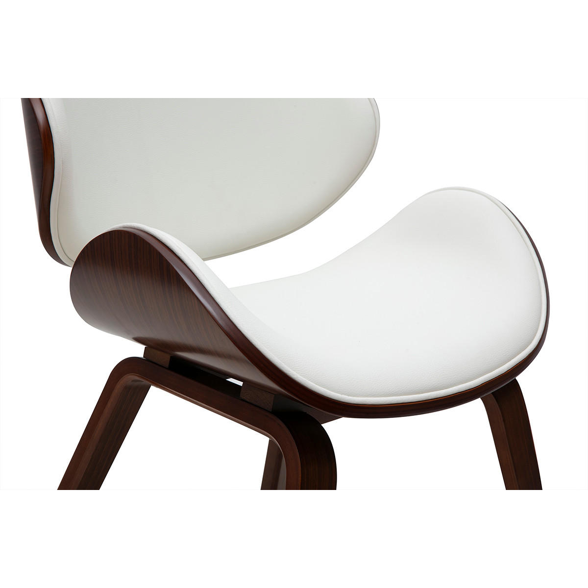 DESIGNSTUHL mit dunklem Walnussholz WALNUT - Weiß, Holz (55/75.5/53cm) - Miliboo