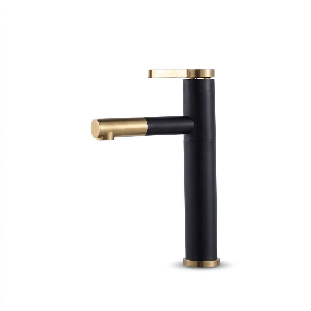 BADEZIMMERARMATUR, 30 x 23,5 cm, schwarz-goldenes Design. - Schwarz, Metall (23.5/30/5cm) - Vallsero