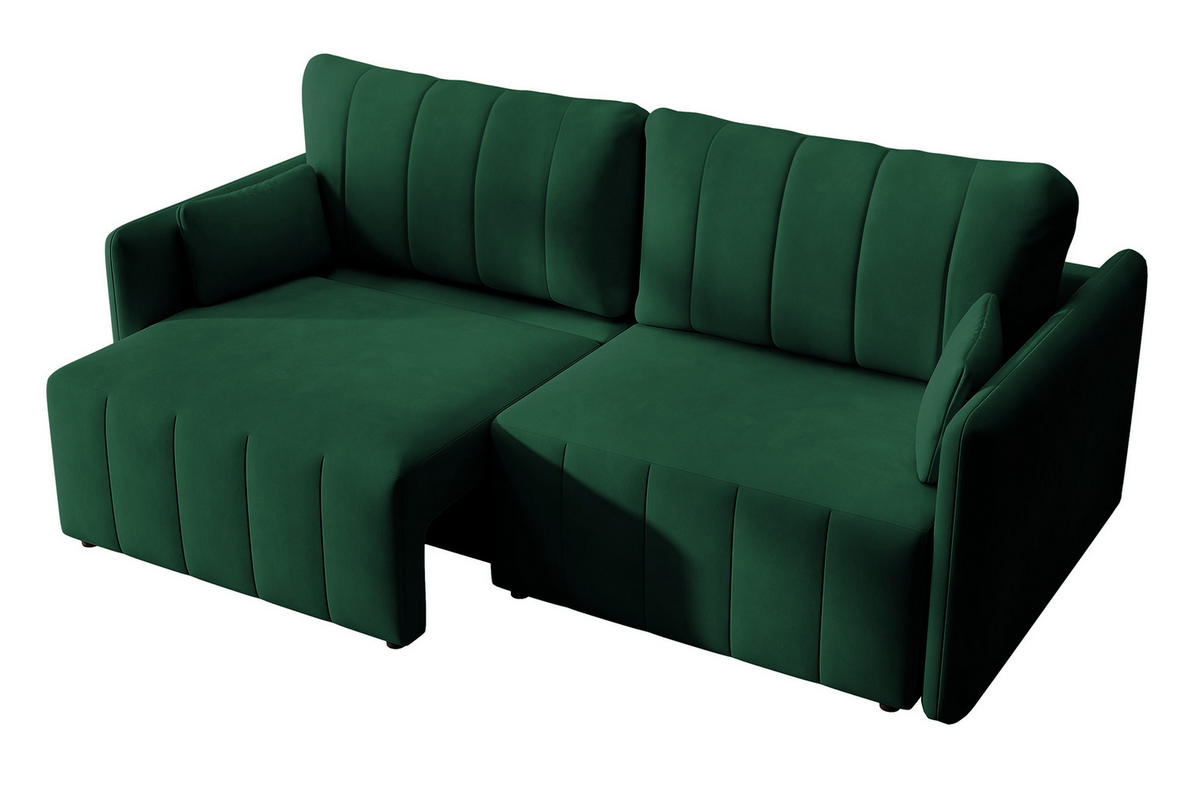 SCHLAFSOFA Pierra Dunkelgrün hydrophober Samt - Dunkelgrün/Schwarz, Kunststoff/Textil (215/100/112cm) - Selsey