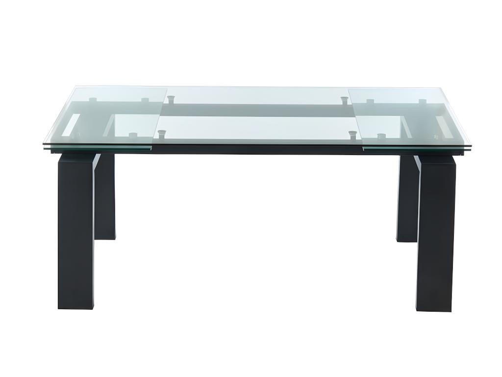 ESSTISCH ausziehbar - Glas & Metall - Schwarz - LUBANA - Transparent, Glas (270/100/76cm) - Vente-Unique