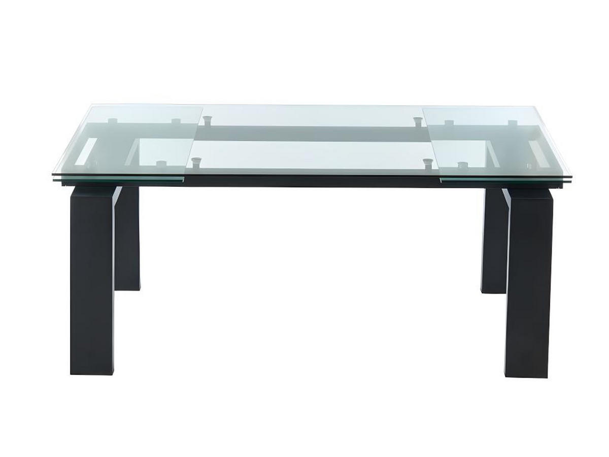 ESSTISCH ausziehbar - Glas & Metall - Schwarz - LUBANA - Transparent, Glas (270/100/76cm) - Vente-Unique