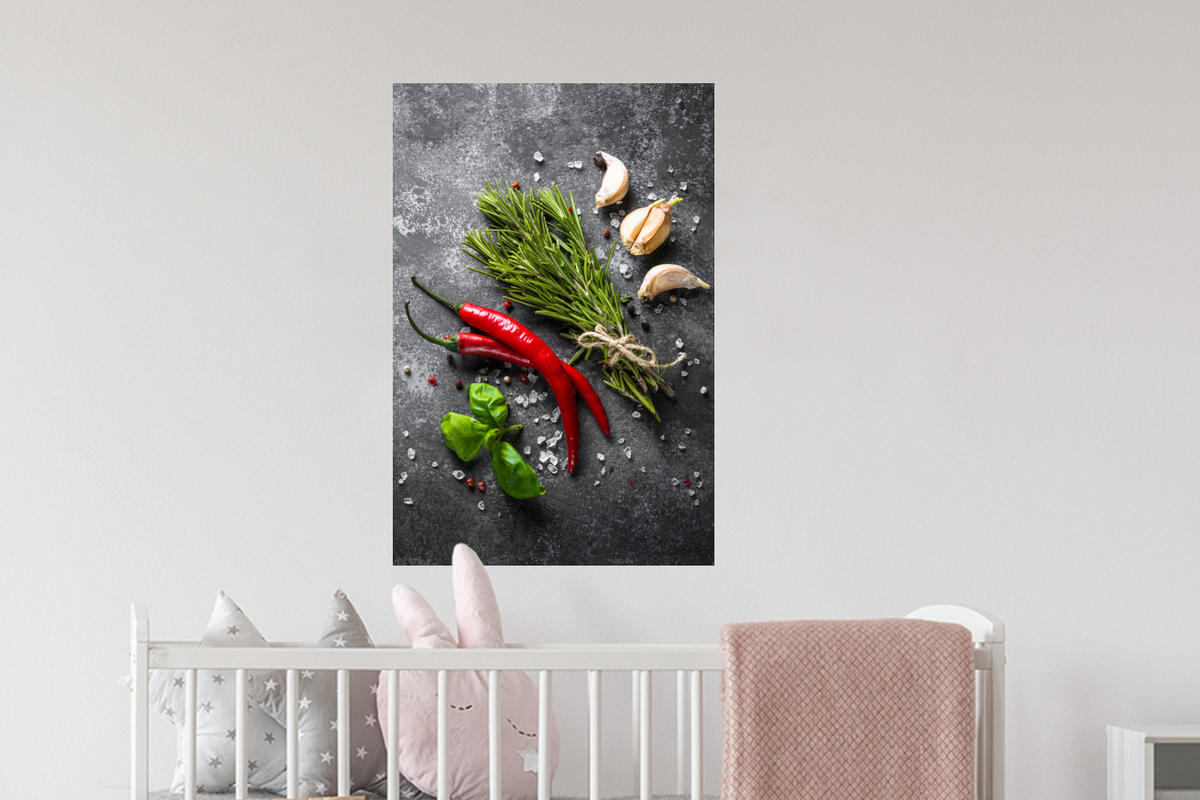 WANDTATTOO Pfeffer - Kräuter - Gewürze - Beton 40x60 cm - Dunkelgrau, Kunststoff (40/60/0.1cm) - MuchoWow