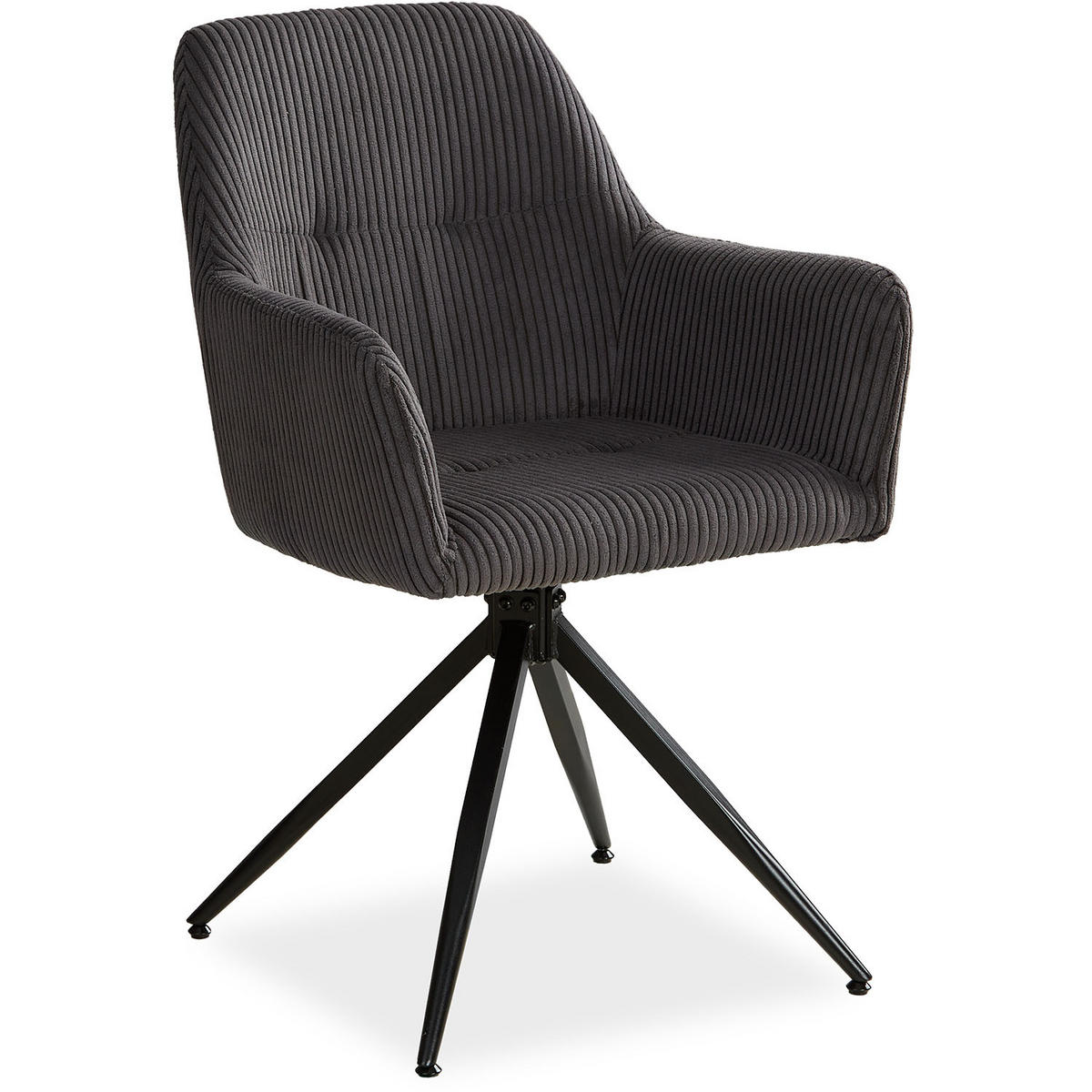 ARMLEHNENSTUHL 2 Stück in Cord drehbar Grau - Schwarz/Grau, Textil (114/85/59cm) - Homestyle4u