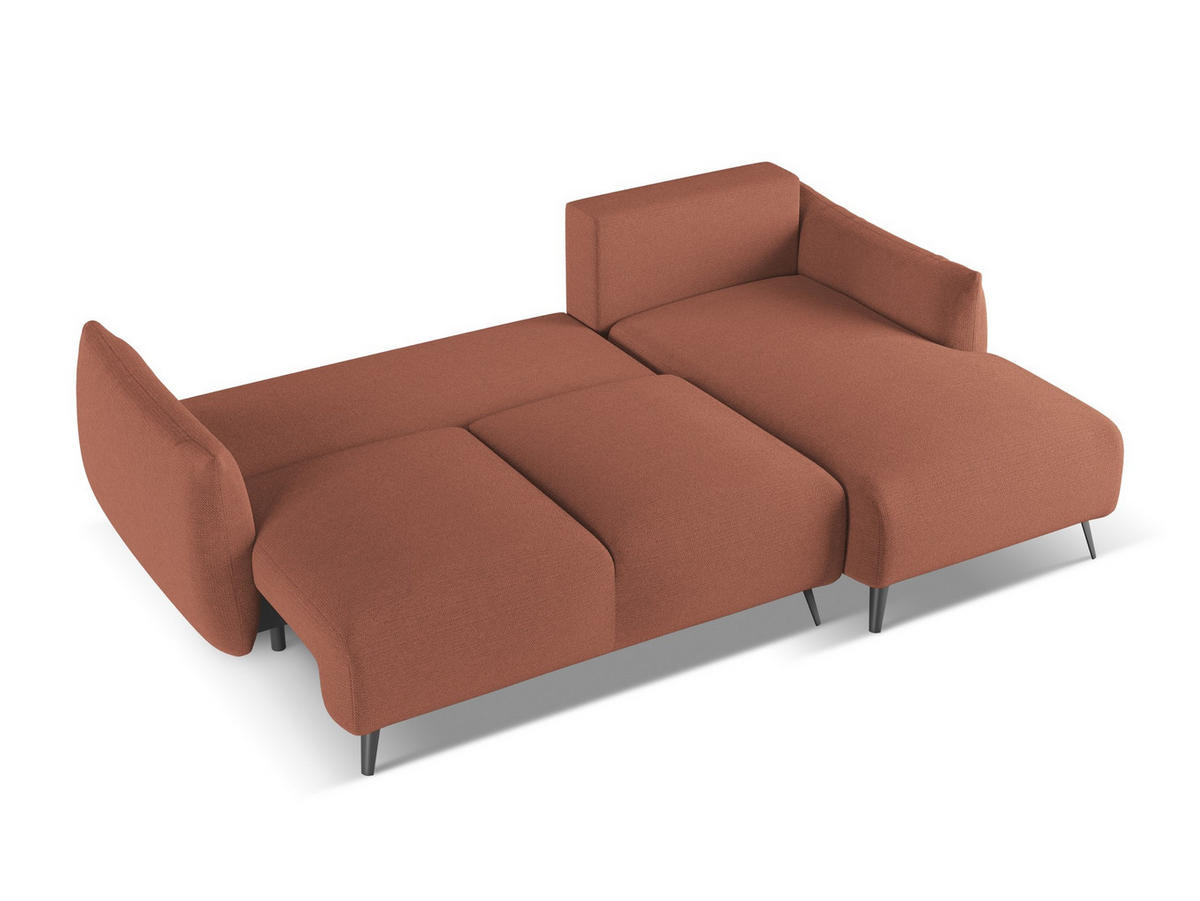 ECKSOFA mit Schlaffunktion Chenille Stoff Pink - Pink/Hellrosa, Textil/Metall (242/162cm) - Makamii
