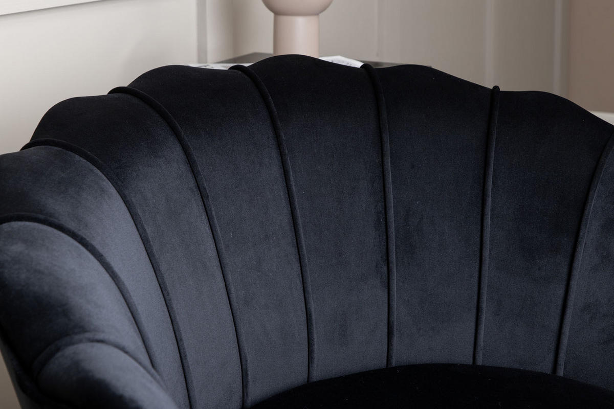 SESSEL Nice Velours Schwarz - Schwarz, Textil/Metall (83/75/76cm) - ebuy24