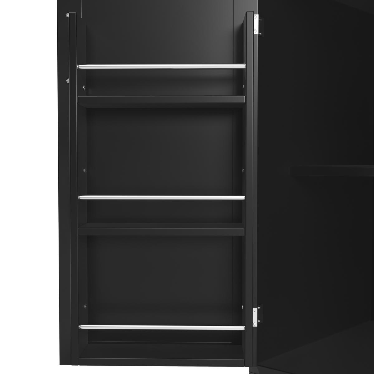 GESCHIRRSCHRANK aus MDF 120x40x188cm in Schwarz mit LED-App-Steuerung - Schwarz, Holzwerkstoff (120/188/40cm) - Modfu