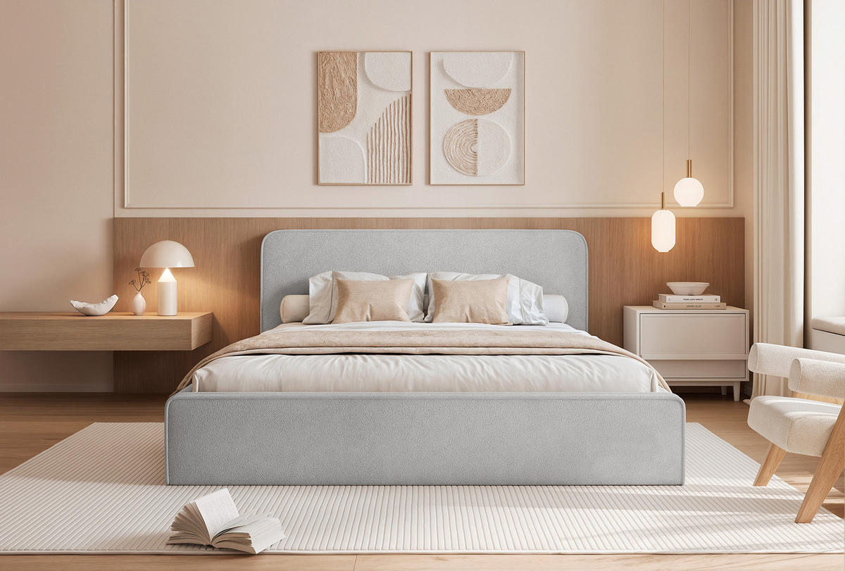 POLSTERBETT Monteli 160x200 cm, Hellgrau - Hellgrau, Textil (160/200cm) - Fedve