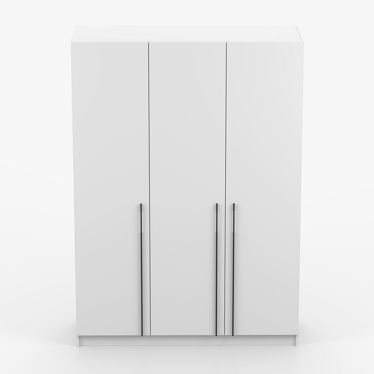 SCHRANK mit Schwenktüren ROSA 3D 150/210/55, 3-türig, weiß - Schwarz/Weiß, Holzwerkstoff (150/210/55cm) - imoebel24