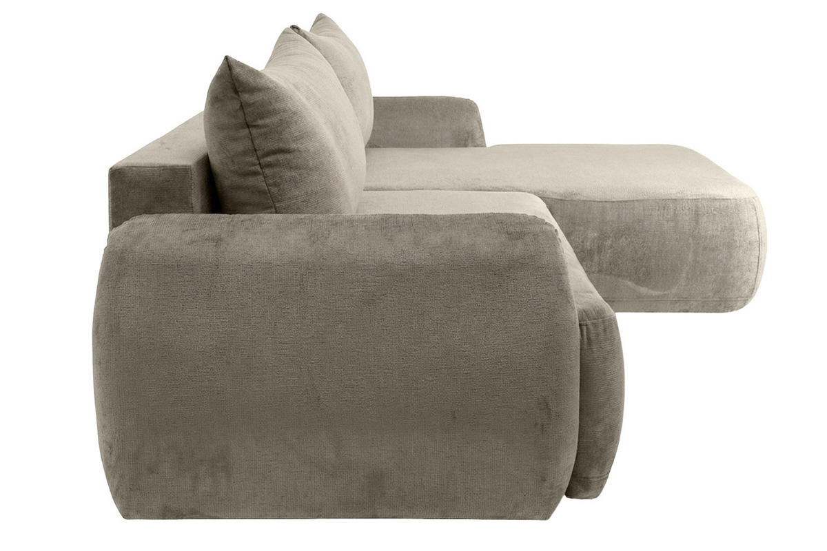 ECKSOFA Mit Schlaffunktion Und Bettkasten, Chenille-Stoff Perfecto, Beige, Rechts, HELA II - Beige, Holz (280/184cm) - Kaiser Möbel