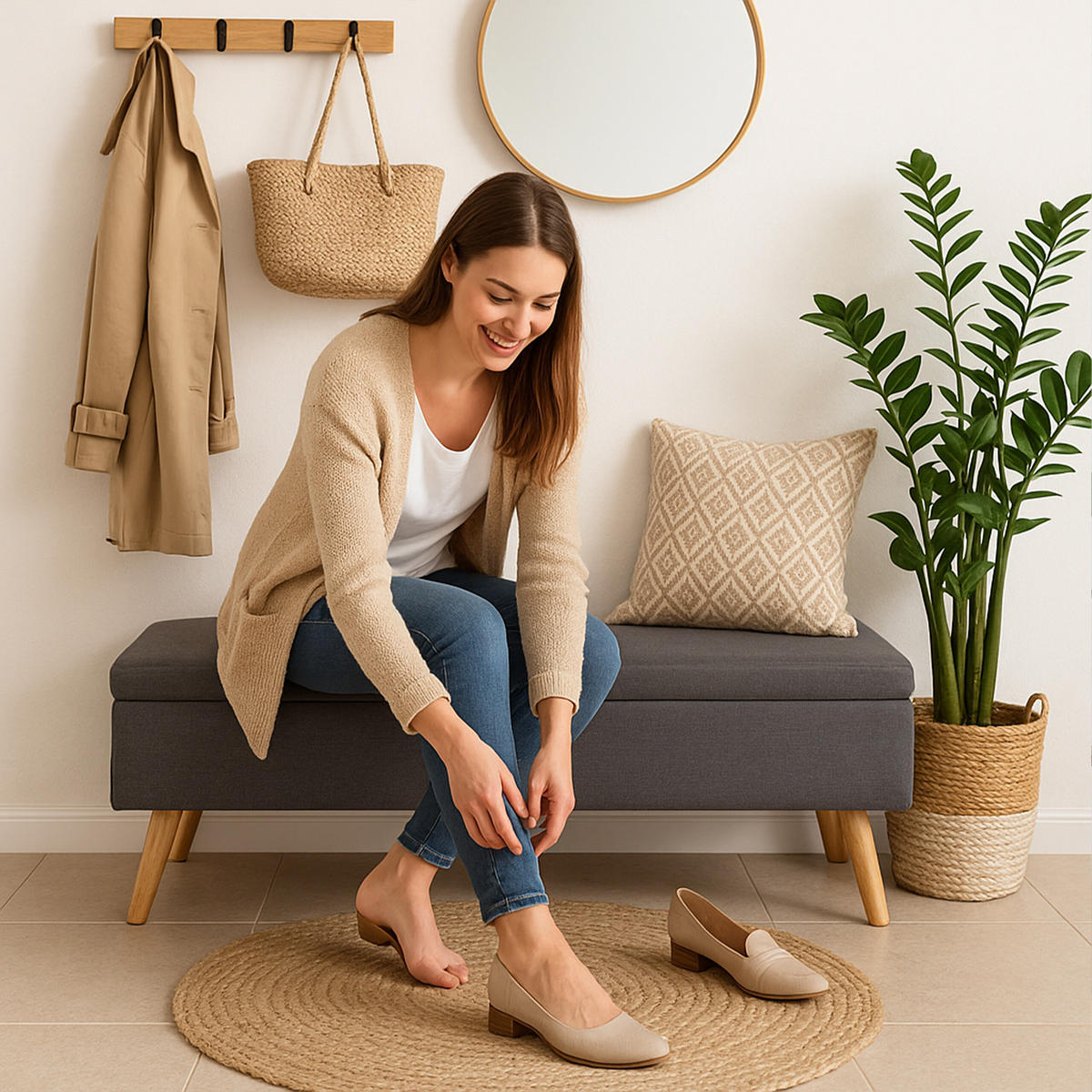 SITZBANK - Grau, Holz/Holzwerkstoff (110/40/40cm) - Relaxdays