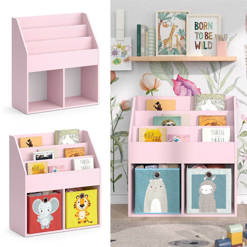 KINDERREGAL Luigi Rosa 72 x 79 cm ohne Faltboxen - Rosa, Holzwerkstoff (72/79/30.7cm) - Vicco