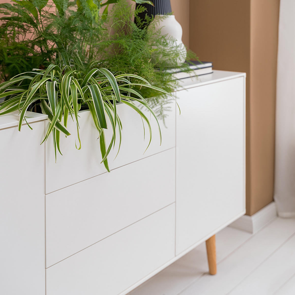 SIDEBOARD - Weiß - Eiche - 200/80/45 cm - Eichefarben/Weiß, Holzwerkstoff (200/80/45cm) - home24