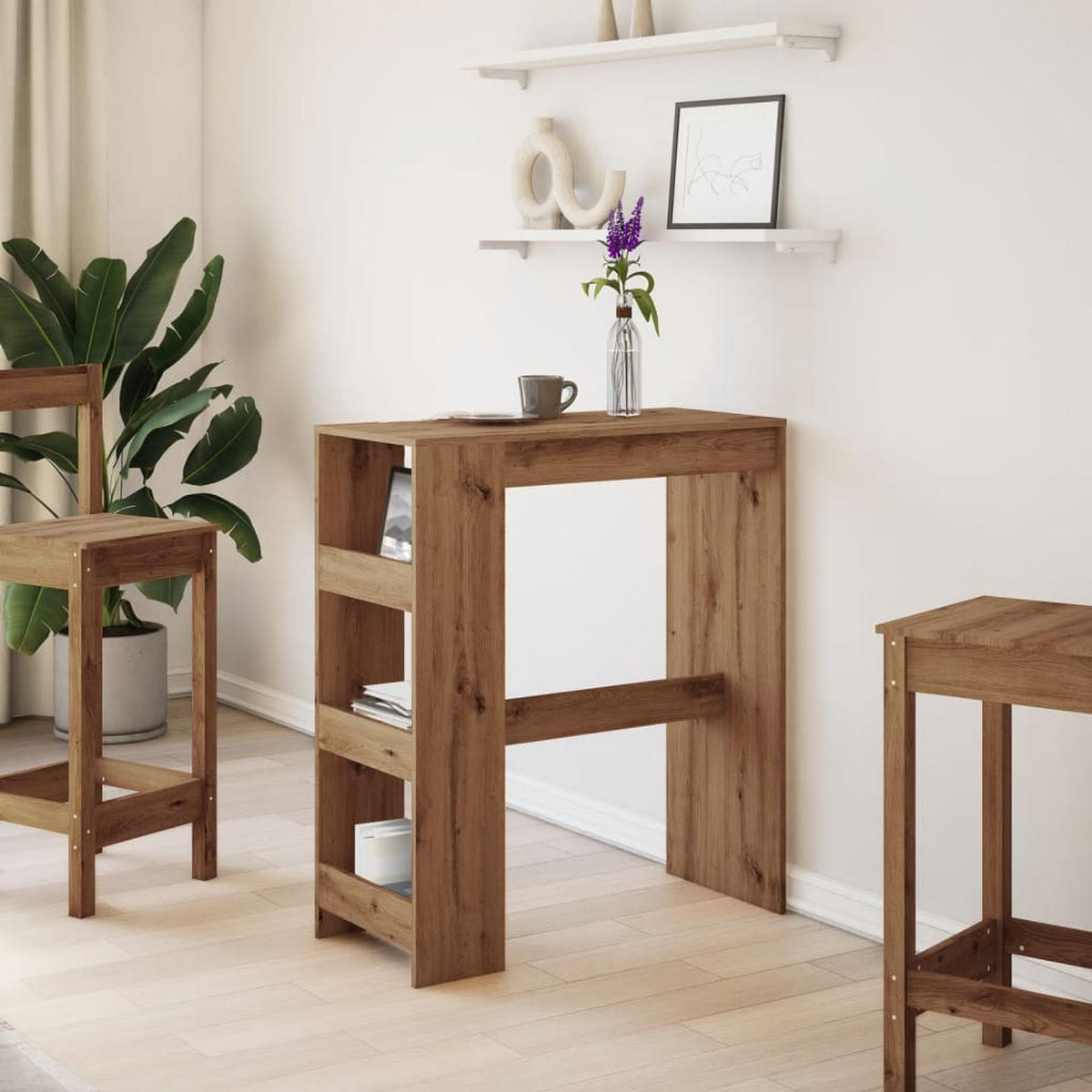 BARTISCH Mit Regal Artisan-Eiche 90/40/103,5 Cm Holzwerkstoff - Braun, Holzwerkstoff (90/40/103.5cm) - vidaXL