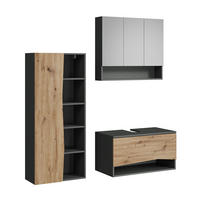 BADMÖBEL-SET Willow Artisan 3 Teile - Anthrazit/Hellgrau, Holzwerkstoff (80/42.8/43cm) - Vicco