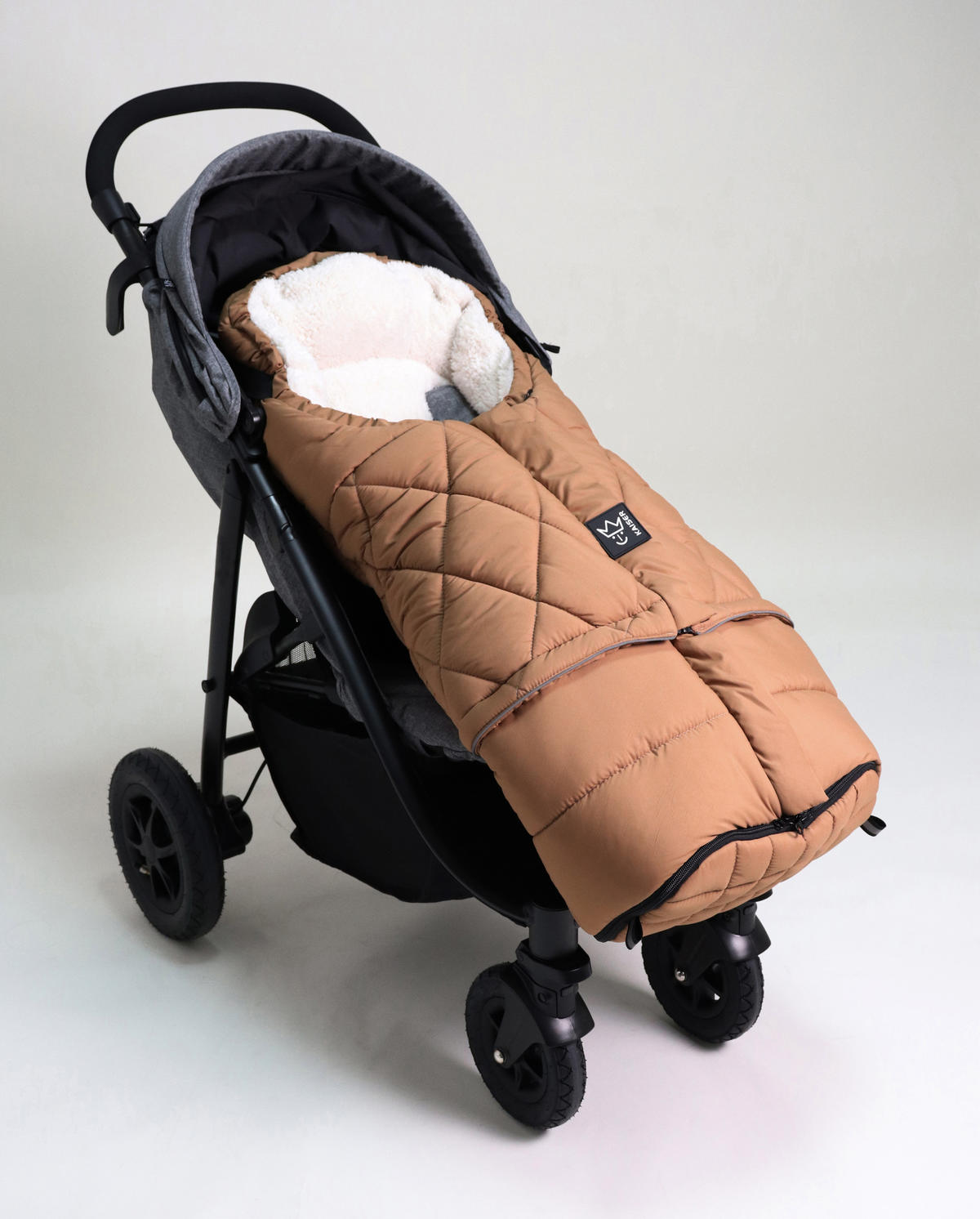 KINDERWAGEN-FUSSSACK Moony 2in1, Sherpa Fleece cream, camel - Braun, Textil (48/10/105cm) - Kaiserbaby