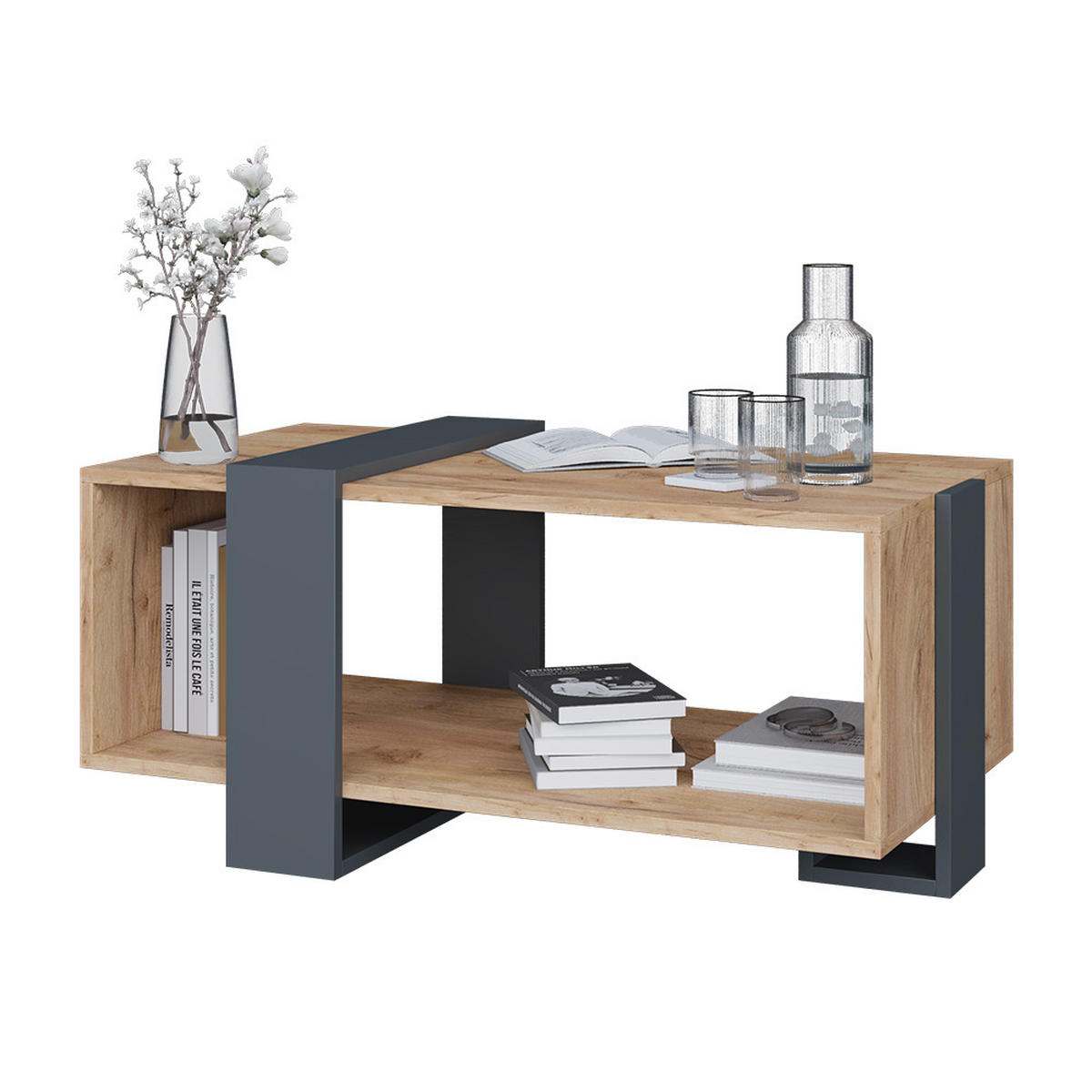 COUCHTISCH Aven Anthrazit/Goldkraft Eiche 91.5 x 52 cm - Honigeiche/Anthrazit, Holzwerkstoff (52/91.5/42.1cm) - Vicco