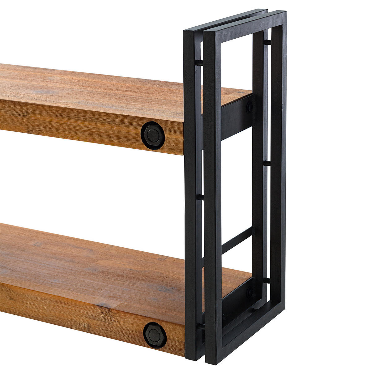 WANDREGAL - Akazie massiv / Metall - Akazie / Anthrazit - 110 cm - Braun, Holz/Metall (110/49/24cm) - home24