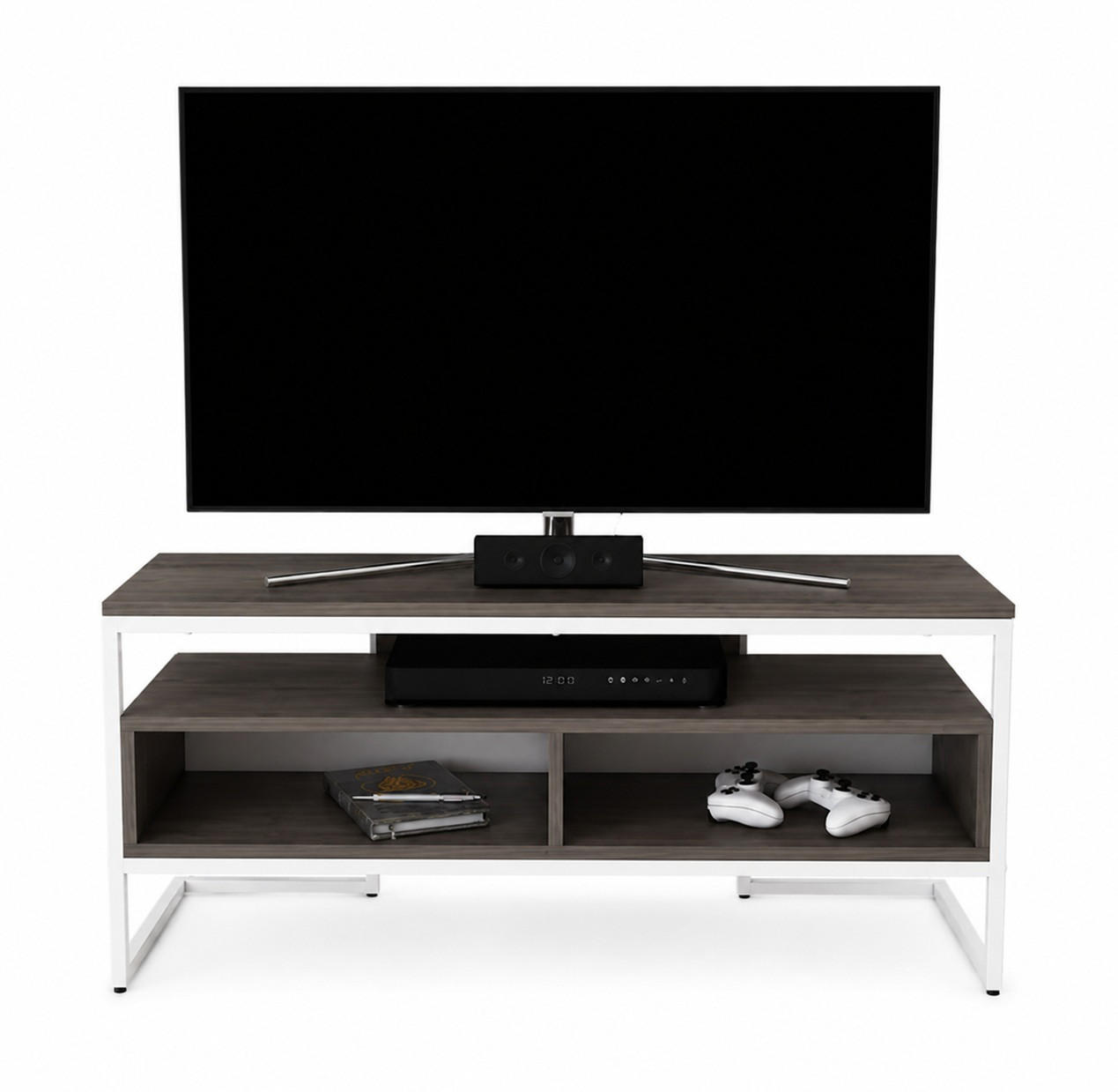 TV-ELEMENT Merrion Weiß und Wenge - Wengefarben/Weiß, Holzwerkstoff (111/51/35cm) - Decorotika