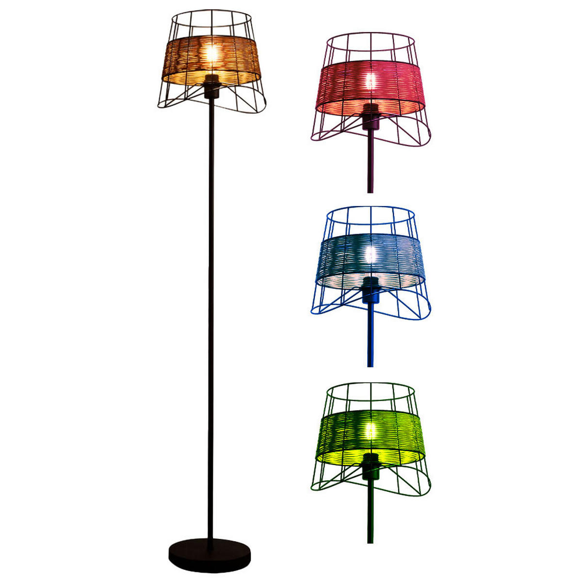 LED STEHLEUCHTE Metall Braun Käfig-Design - Braun, Metall (30/30/154cm) - Nowa