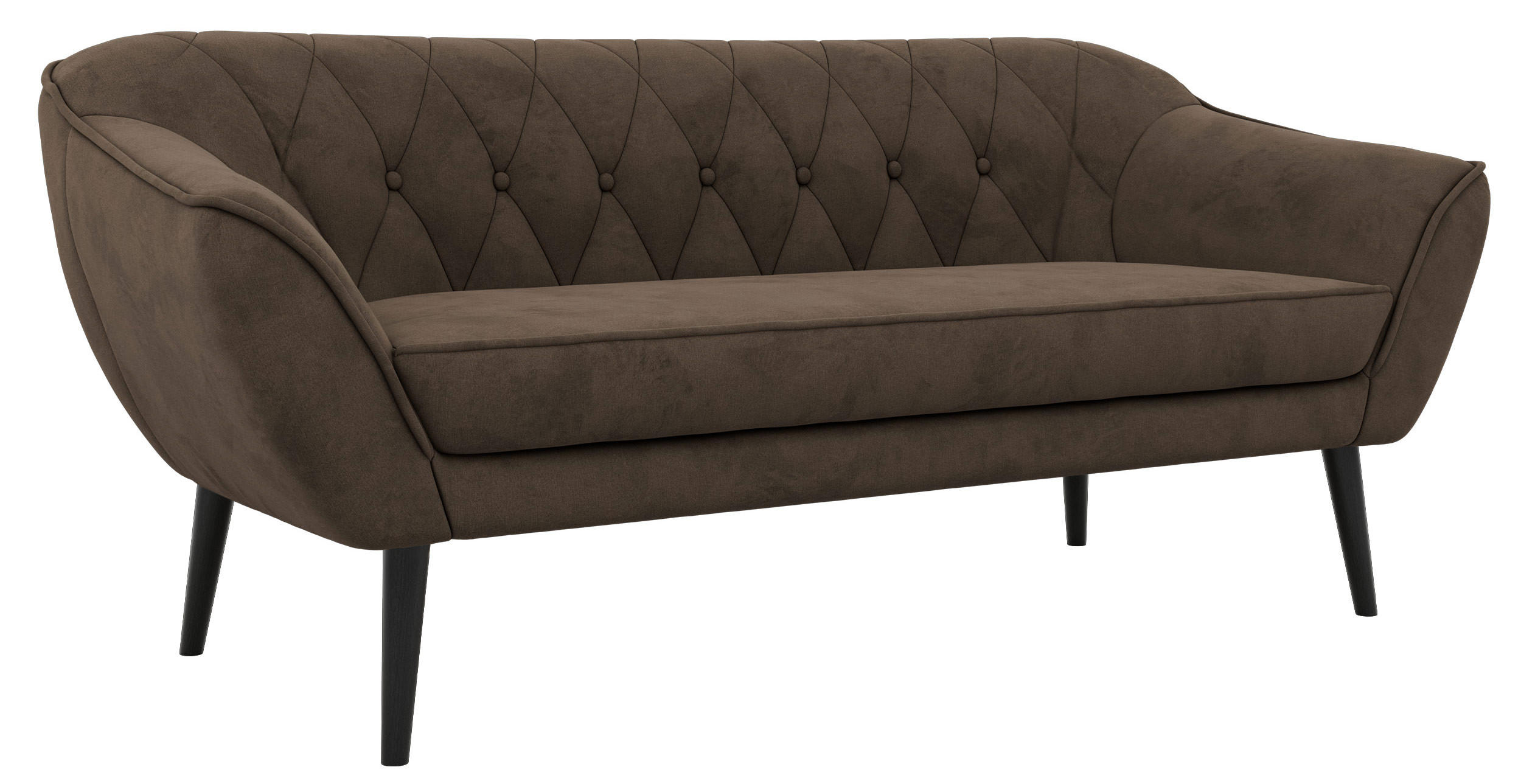 TŘÍMÍSTNÁ POHOVKA PIRS 3 - Hnědá Samet - Černé nohy - tmavě hnědá/černá, kompozitní dřevo/textil (180/75/74cm) - MKS