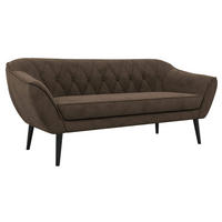 TŘÍMÍSTNÁ POHOVKA PIRS 3 - Hnědá Samet - Černé nohy - tmavě hnědá/černá, kompozitní dřevo/textil (180/75/74cm) - MKS