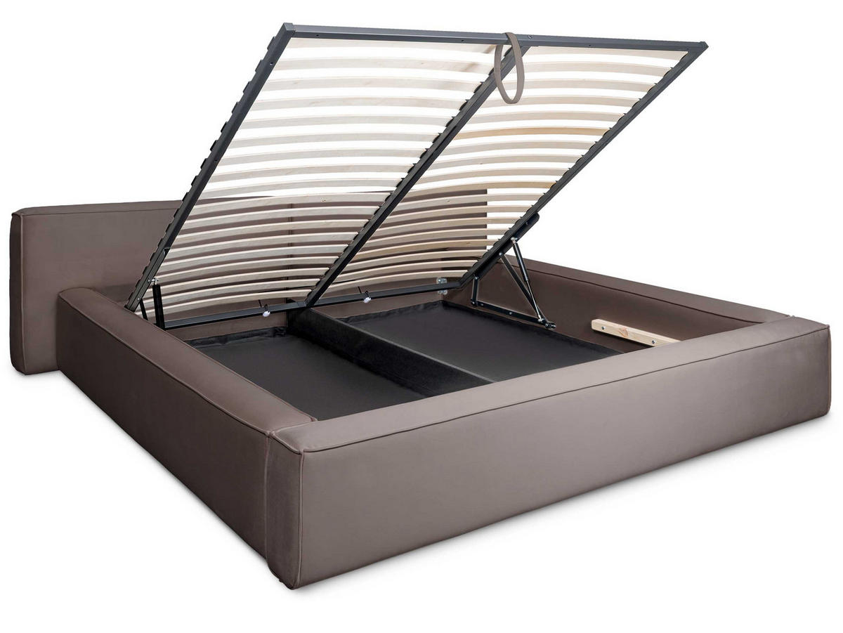 POLSTERBETT Jodie XL Low Braun 180/200 cm Samt mit Bettkasten - Braun, Textil/Metall (180/200cm) - wonello