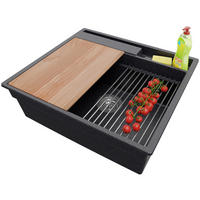 SPÜLBECKEN Oslo Pocket, 2-er set Anthrazit 58/53 cm 1 Becken + Ablauf-Set + Küchenzubehörset ab 60er Unterschrank - Chromfarben/Anthrazit, Kunststoff (58/20/53cm) - Primagran