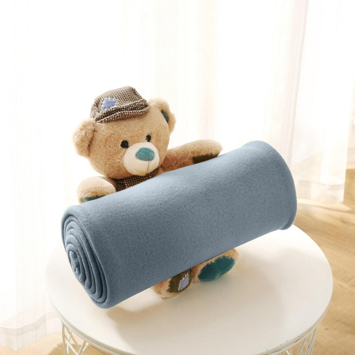 FLEECEDECKE 3er Set grau 130/160 cm Kettelrand Anti-Pilling - Grau, Textil (130/160cm) - wometo