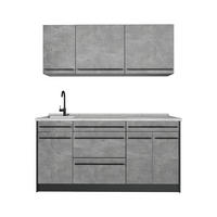 SINGLEKÜCHE R-Line, Beton/Anthrazit, 160 cm Arbeitsplatte Marmor - Anthrazit/Grau, Holzwerkstoff (160/81.6/60cm) - Vicco