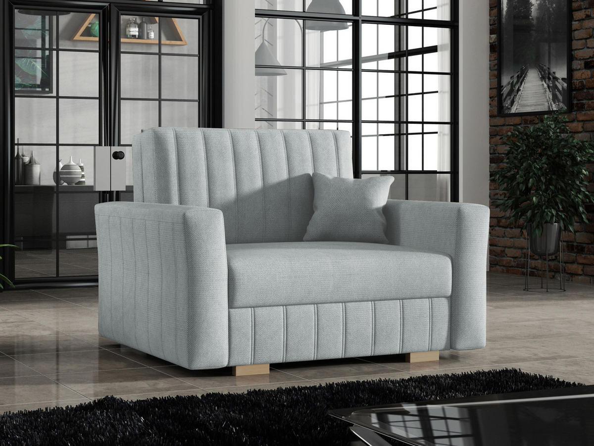 SCHLAFSOFA Viva Glam I - Hellgrau/Naturfarben, Holz/Kunststoff (115/85/98cm) - MIRJAN24
