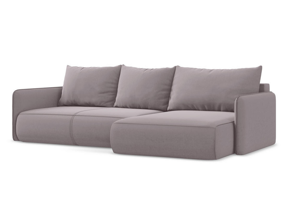 3-SITZER SOFA mit Schlaffunktion Chenille Stoff Pink - Pink/Hellrosa, Textil/Metall (230/86/105cm) - Makamii
