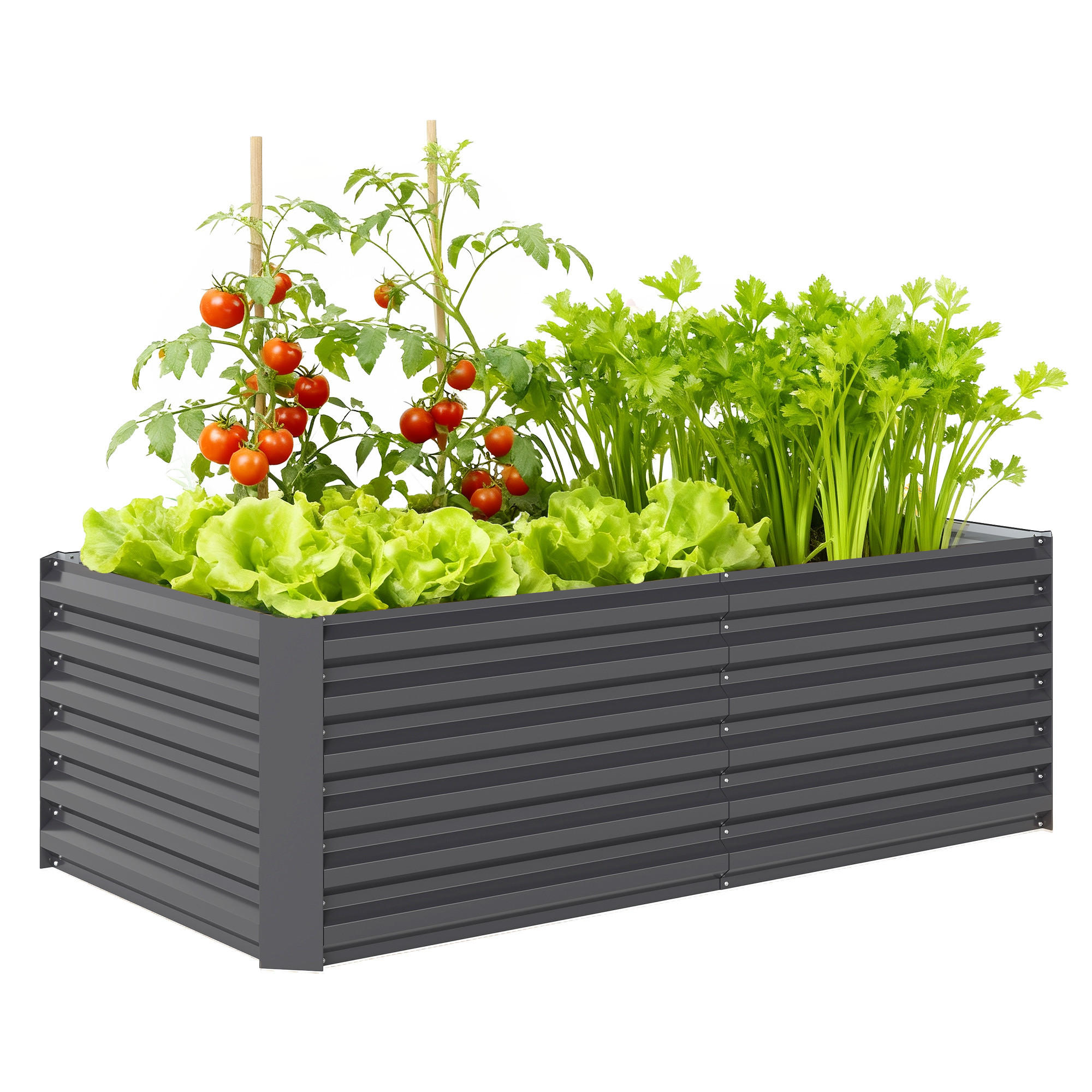 HOCHBEET, Für Gemüsegarten, offener Boden, abgerundete Kanten, 180x90x57,5cm, Dunkelgrau - Multicolor, Holzwerkstoff (180/57.5/90cm) - FORIOUS