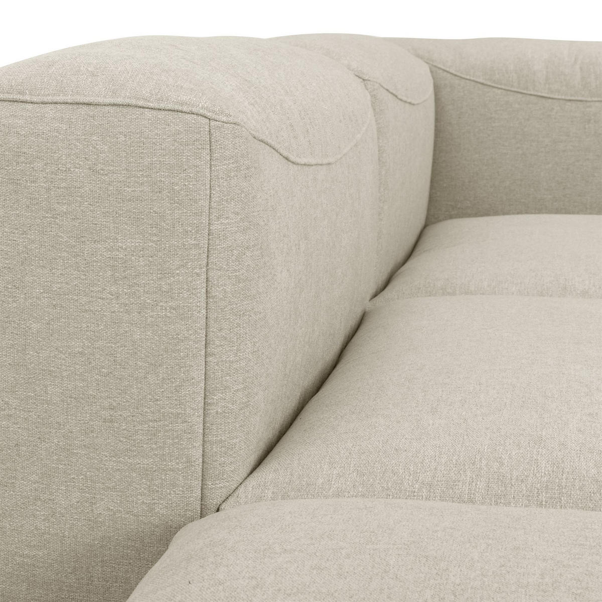 SOFA 2-Sitzer mit Hocker links Kattrina Flachgewebe creme - Creme, Kunststoff (100/73/250cm) - 58aufmkessel