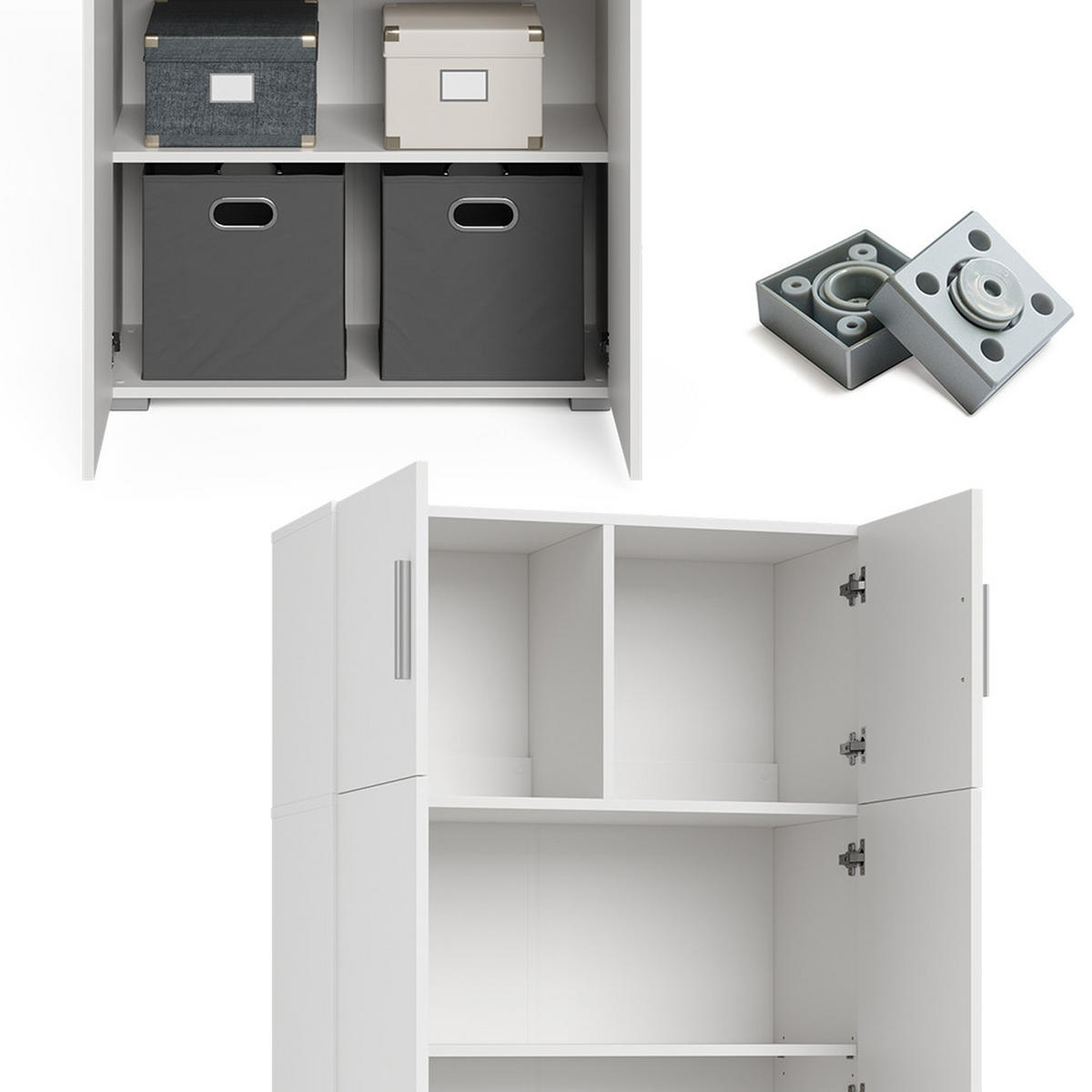 AKTENSCHRANK Frank Weiß 80 x 182.4 cm mit Schrankaufsatz - Weiß, Holzwerkstoff (80/182.4/37cm) - Vicco