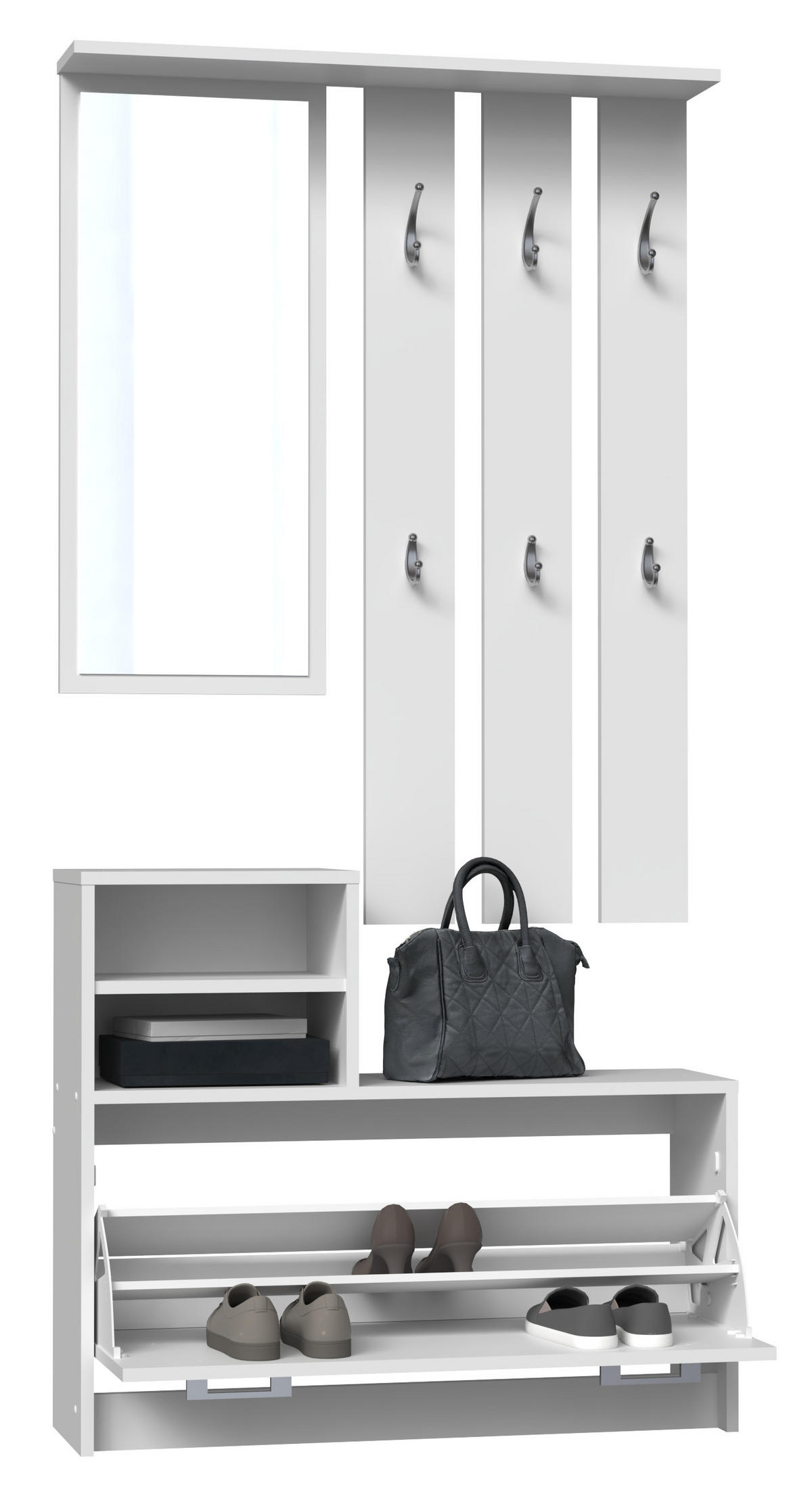 GARDEROBENSET Verena (2-teilig) - Weiß, Holzwerkstoff (85/180/24cm) - kommodly